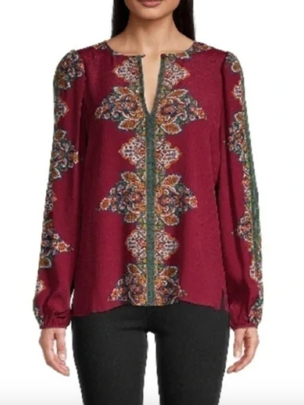 BCGMaxAzria Printed Long-Sleeve Blouse